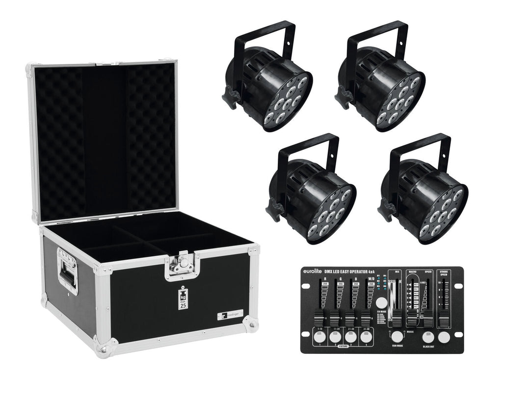 EUROLITE Set 4x LED PAR-56 QCL bk + Koffer + Controller