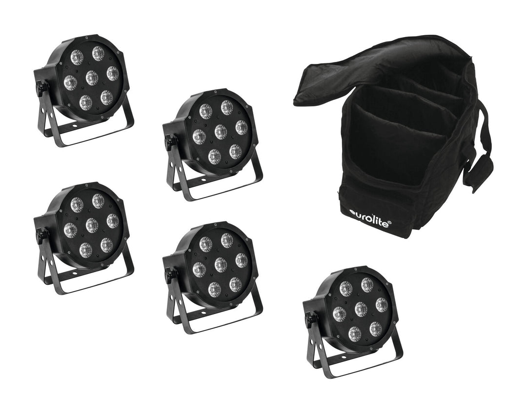 EUROLITE Set 5x LED SLS-7 HCL Spot + Softtasche