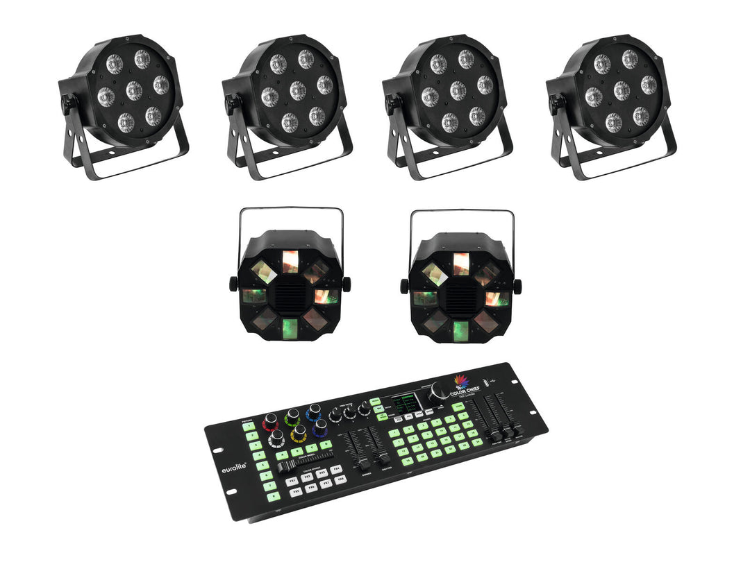 EUROLITE Set 4x LED SLS-7 HCL Boden + 2x LED FE-700 + DMX LED Color Chief Controller