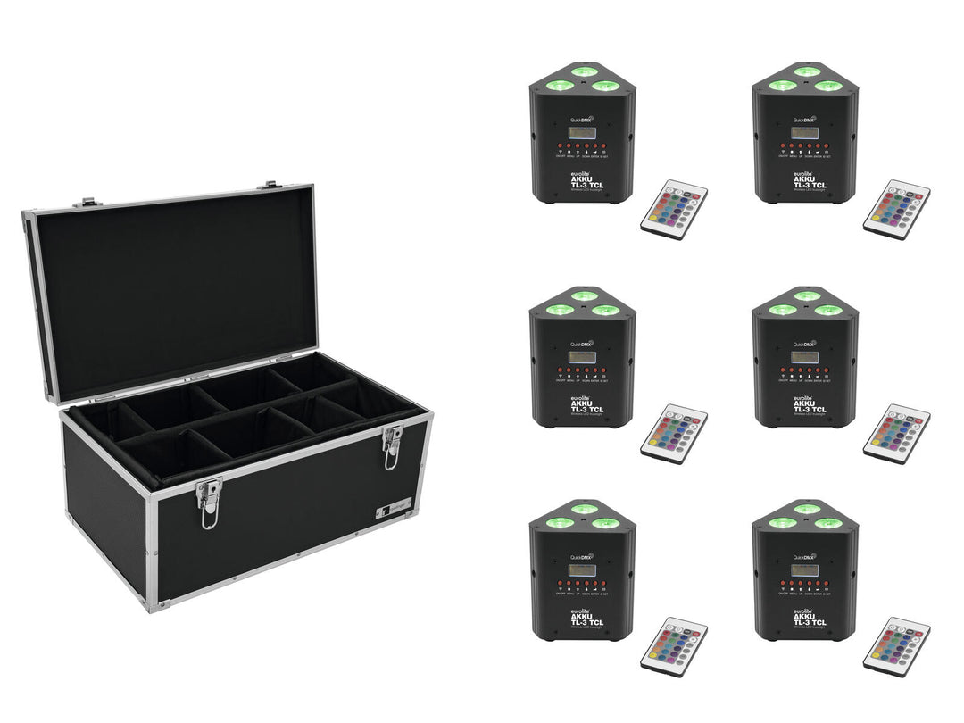 EUROLITE Set 6x AKKU TL-3 TCL Traversenleuchte QuickDMX + Koffer TDV-1