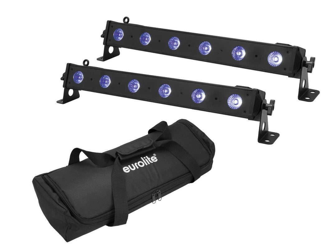 EUROLITE Set 2x LED BAR-6 QCL RGB+UV-Bar + Soft Bag