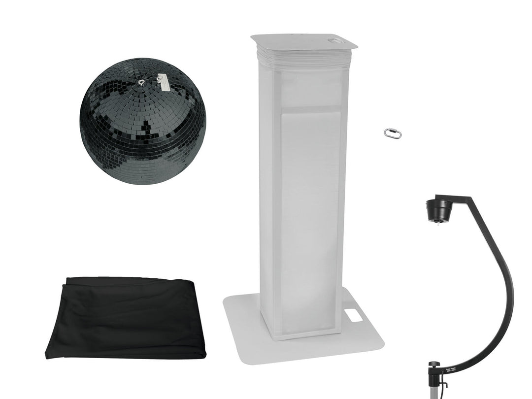 EUROLITE Set Spiegelkugel 50 cm schwarz mit variablem Stage-Ständer + Abdeckung schwarz