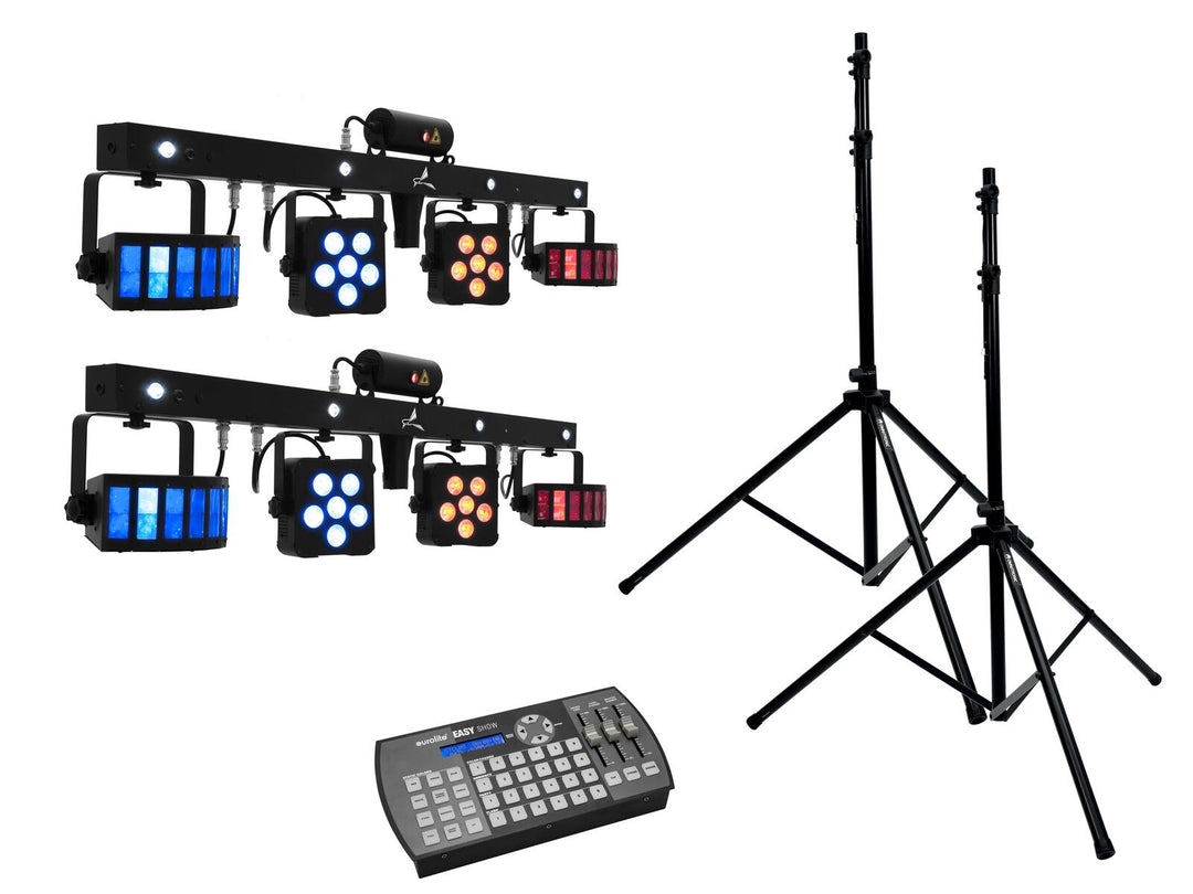 EUROLITE Set 2x LED KLS Laser Bar PRO + Easy Show + 2x M-4 Lautsprecherständer