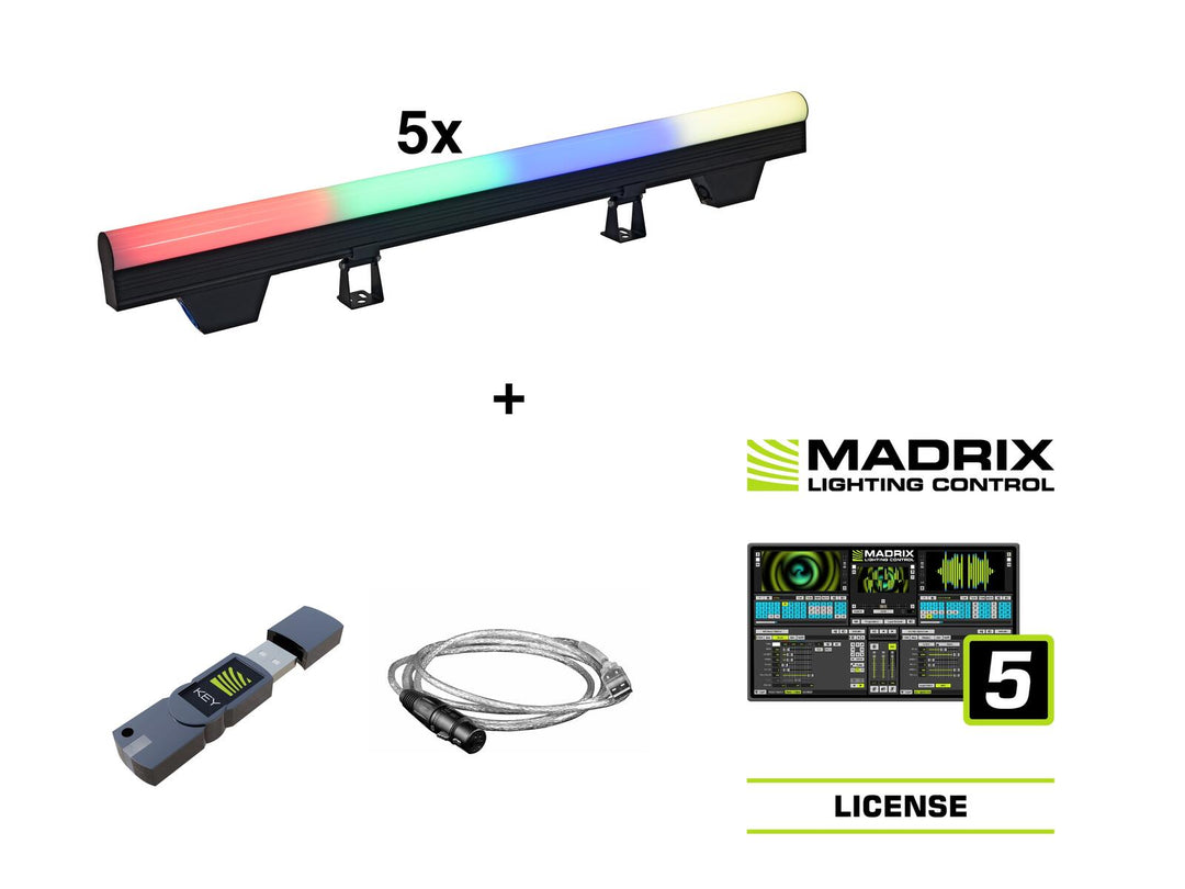 EUROLITE Set 5x LED PT-100/32 Pixel DMX Tube + Madrix-Software