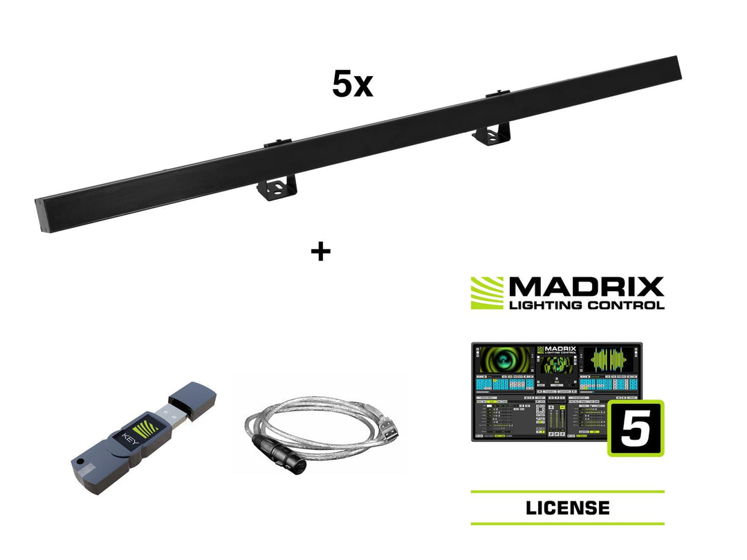 EUROLITE Set 5x LED PR-100/32 Pixel DMX Rail bk + Madrix-Software