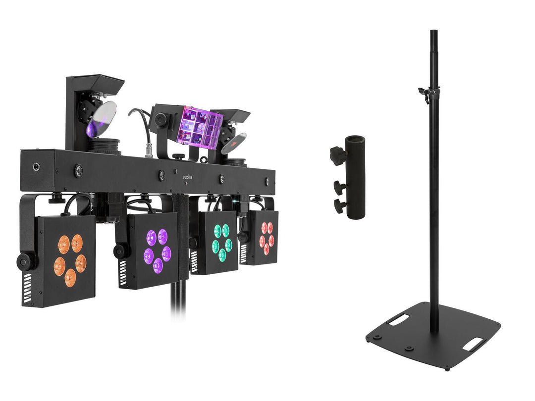 EUROLITE Set LED KLS Scan Pro Next FX Kompaktes Light-Set + BPS-3 Lautsprecherstativ schwarz