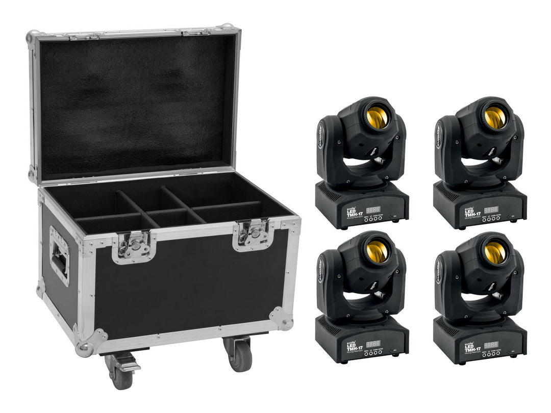 EUROLITE Set 4x LED TMH-17 Spot + Case mit Rädern