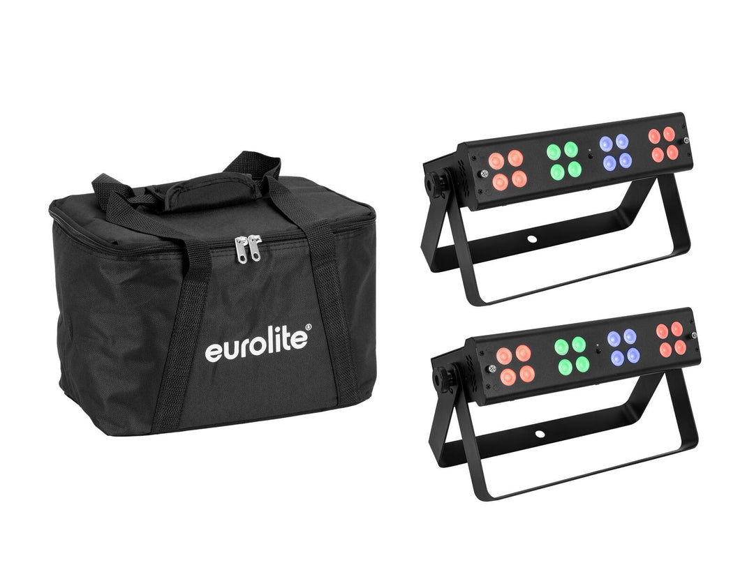 EUROLITE Set 2x LED Silent Bar 16x4W RGB/WW + Weiche Tasche