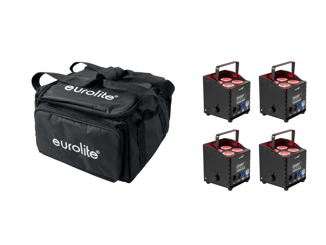 EUROLITE Set 4x AKKU UP-4 QCL Spot QuickDMX MK2 + Softbag