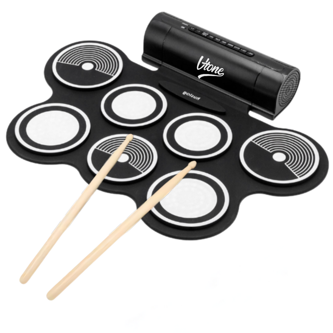 V-TONE RD7 Elektronisches Schlagzeug – Roll-Up Drum Kit mit 7 Pads, Pedale und Lautsprecher