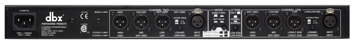 dbx 234XS Stereo 2/3 Way, Mono 4-Way Crossover (XLR)