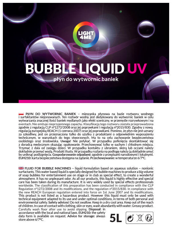 Light4Me Seifenblasenflüssigkeit UV-Effekt 5L