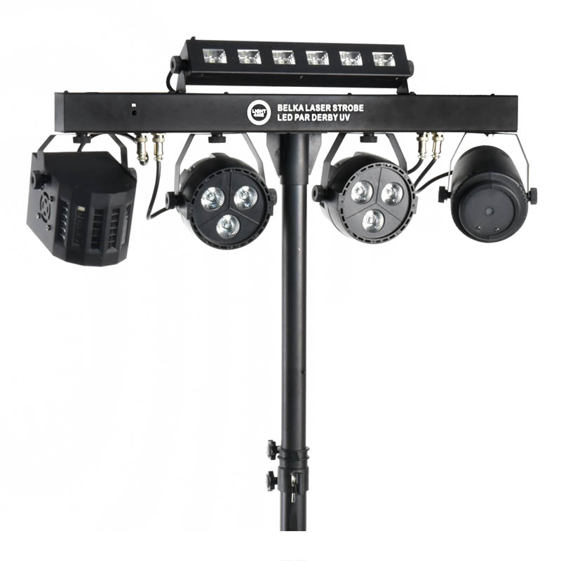 LIGHT4ME T-BAR LASER STROBE LED PAR DERBY UV IR Multi-Effekt