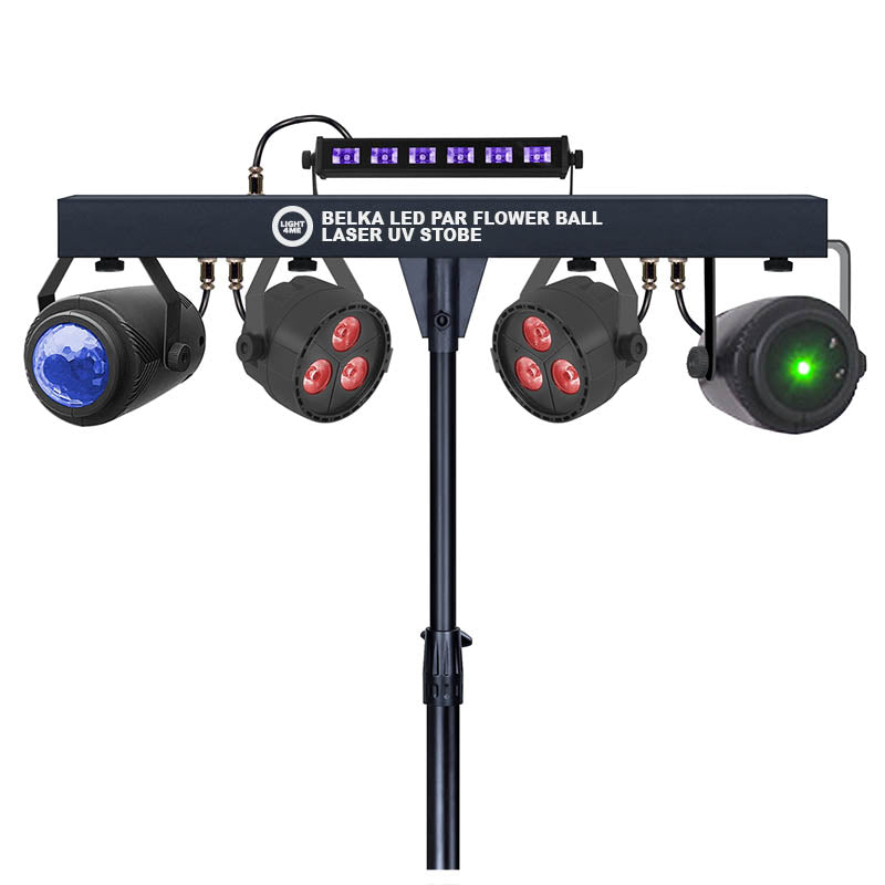 LIGHT4ME T-BAR LED PAR Blütenkugel Laser UV Strobe Diskobeleuchtung Multieffekt