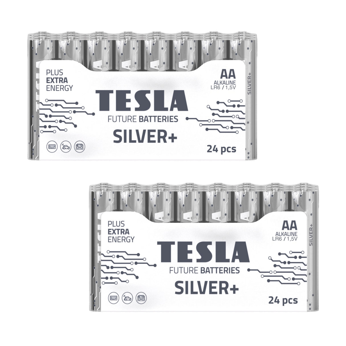 Tesla Silver+ AA Alkaline-Batterien (48 Stück)