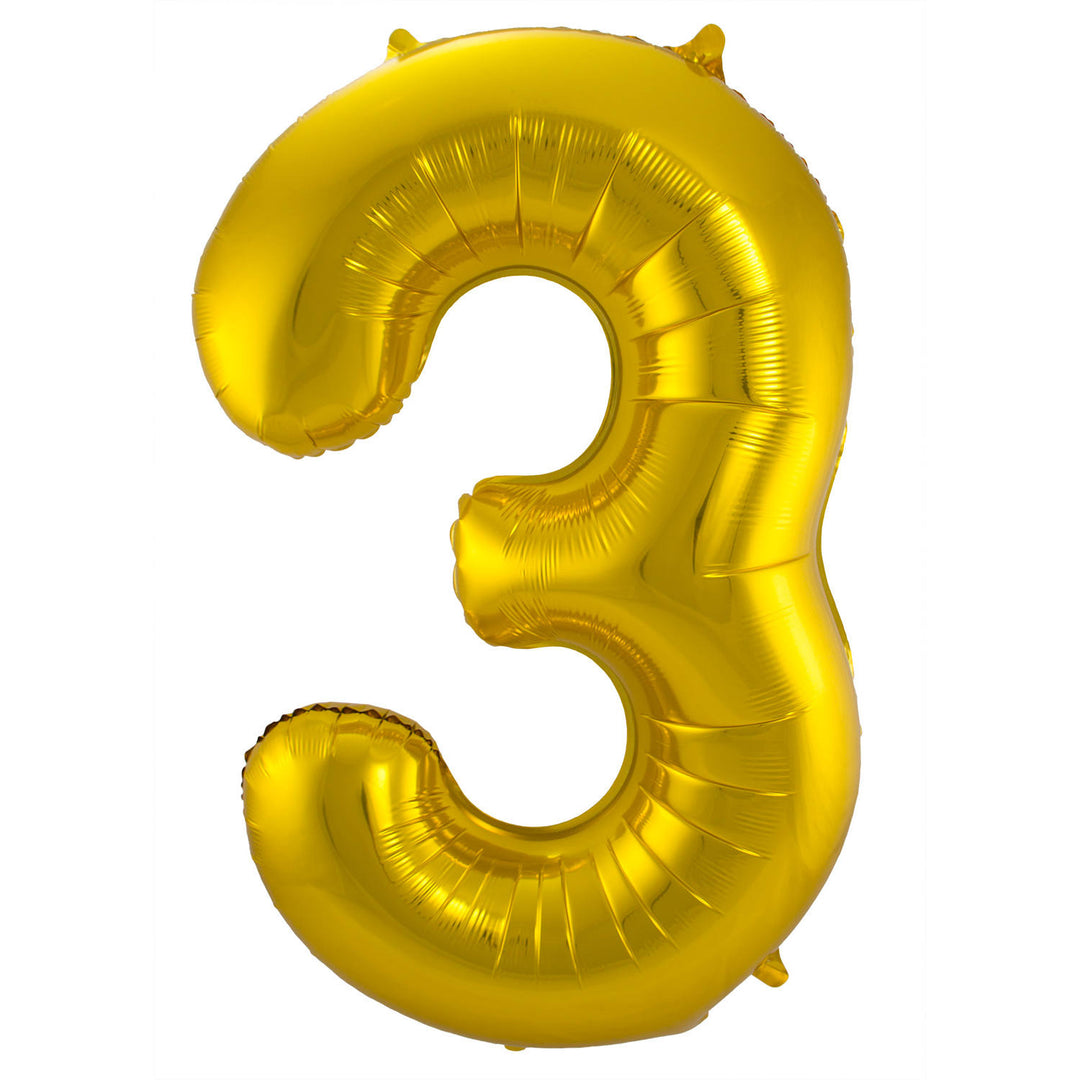 3 Geformter Zahlenfolienballon (Gold, 86 cm)