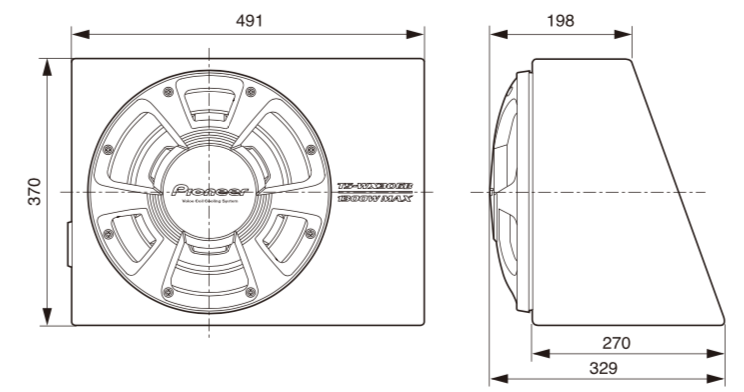 Pioneer TS-WX300A Aktiver Subwoofer mit eingebautem D-Klasse Verstärker