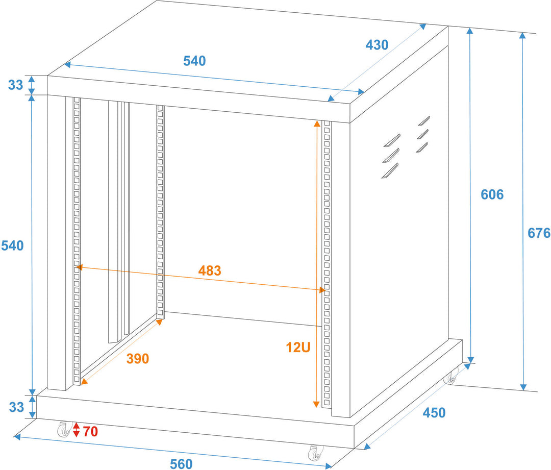 ROADINGER Stahl-Rack SR-19, 12U