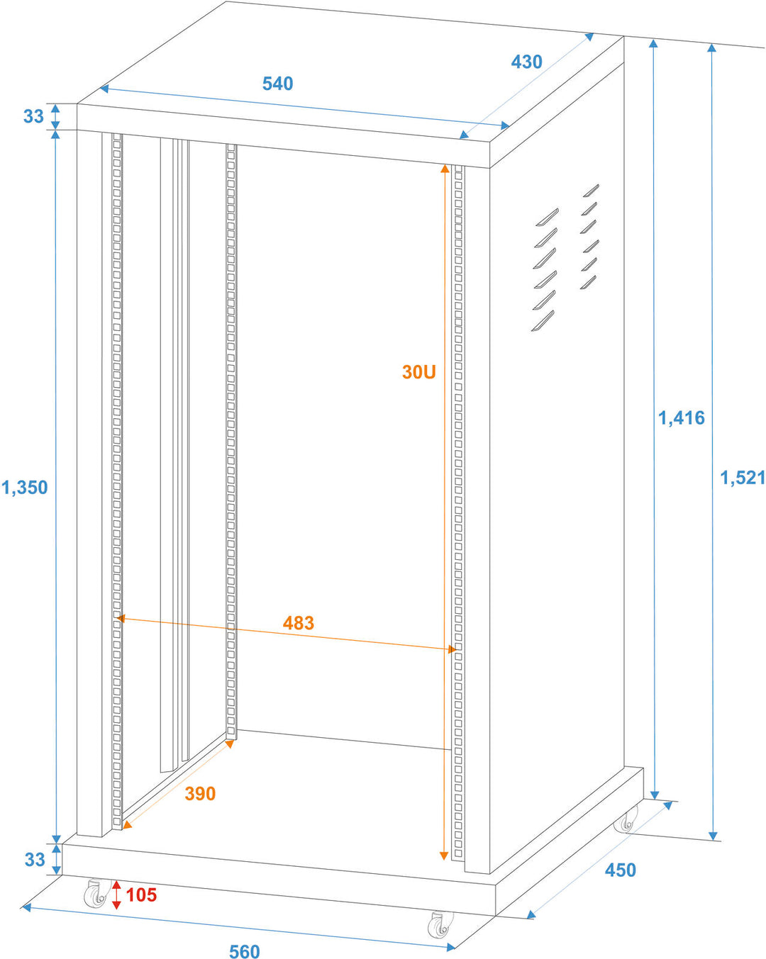 ROADINGER Stahl-Rack SR-19, 30U