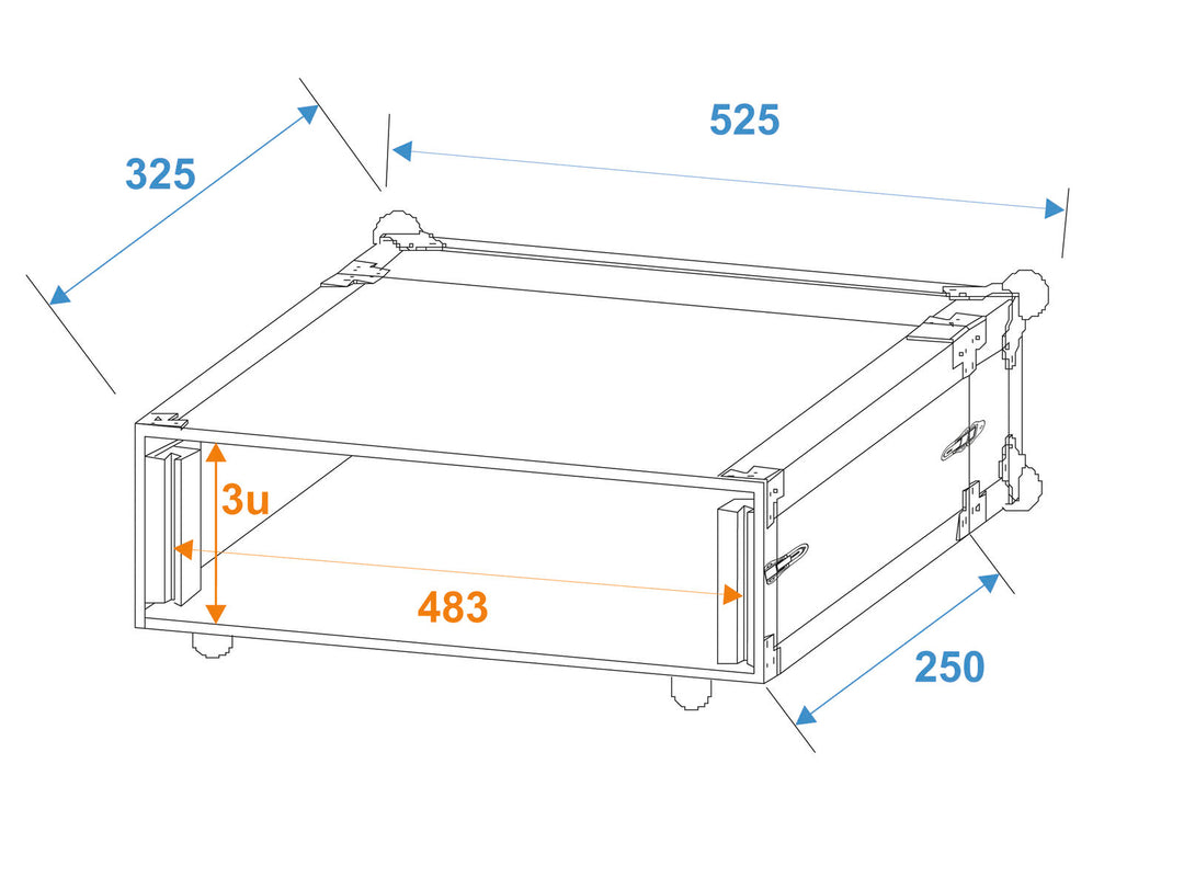 ROADINGER Effect Rack CO DD, 3U, 24 cm tief, schwarz