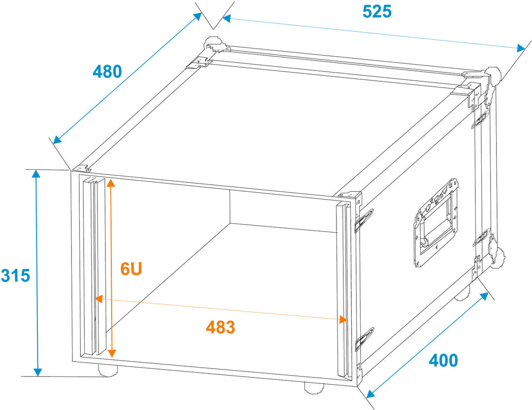 ROADINGER Effect Rack CO DD, 6U, 38cm tief, schwarz