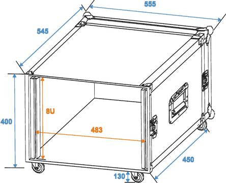 Verstärker Rack 8 Unit m. Rollen (45cm)