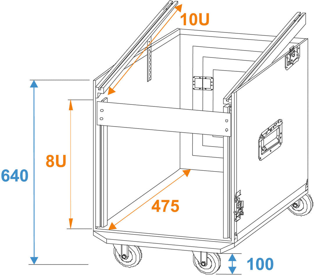 ROADINGER Special Combo Case Pro, 8U mit Rollen