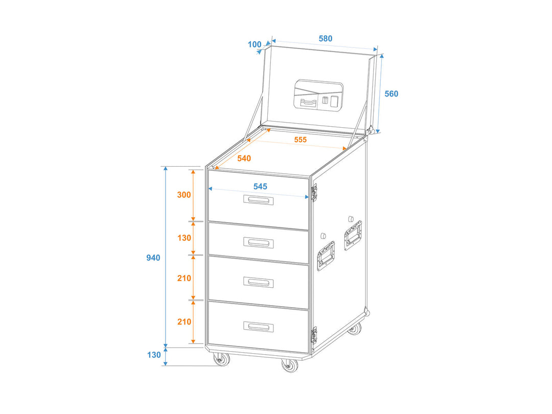 ROADINGER WDS-1 Universalschubladenkoffer mit Rollen