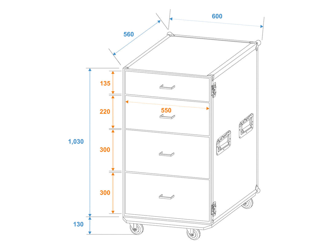ROADINGER ODS-1 Universelles Schubladencase mit Rollen