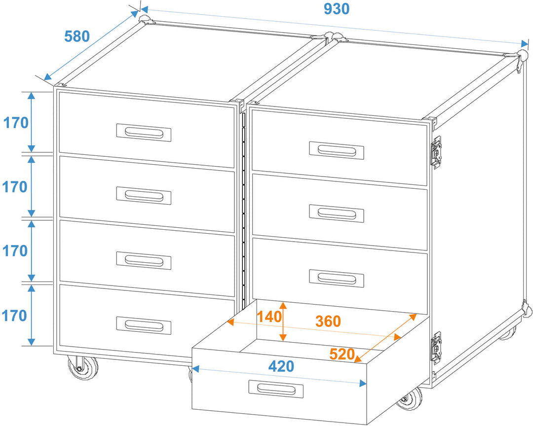 ROADINGER DD-2 Universelles Roadie-Case mit zwei Schubladen