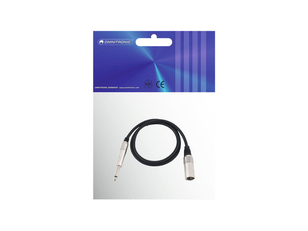 OMNITRONIC Adapterkabel XLR(M)/Jack mono 0.9m bk