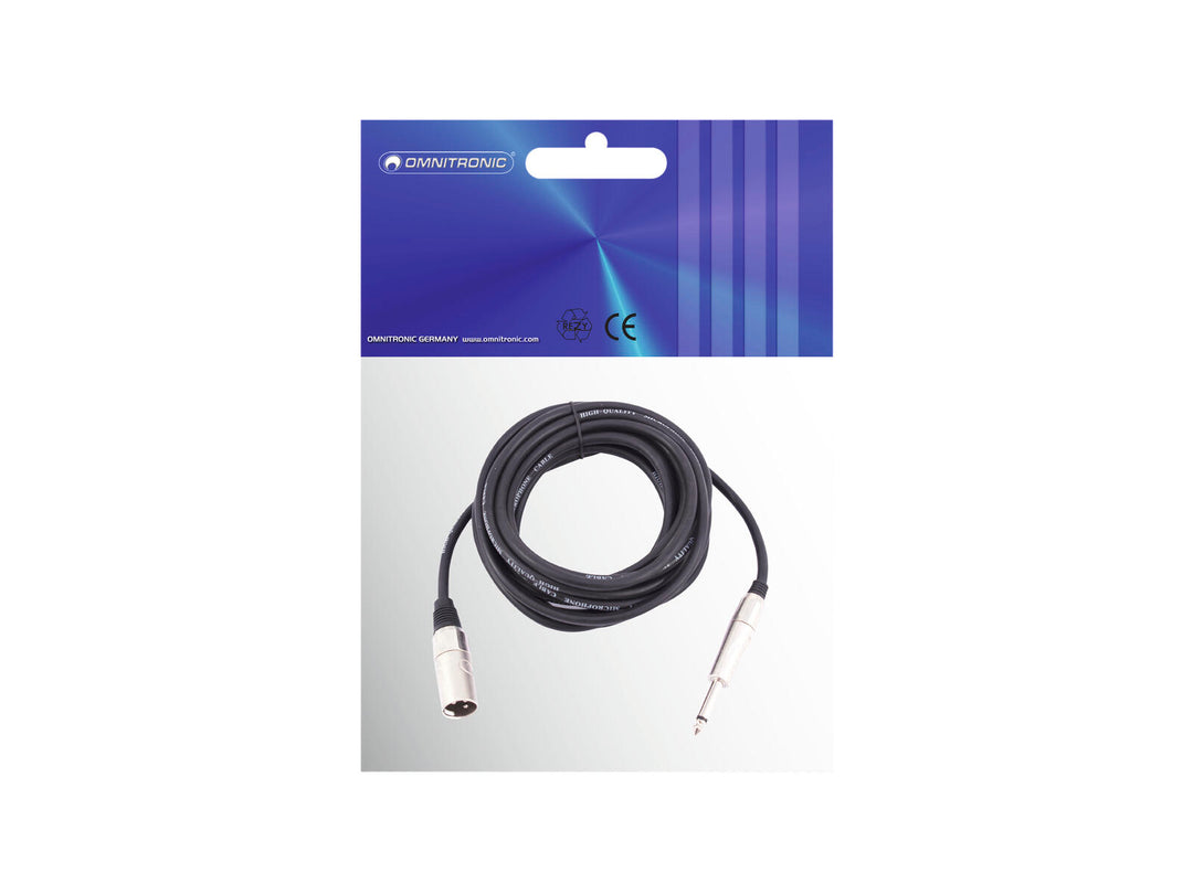 OMNITRONIC Adapterkabel XLR(M)/Klinke mono 10m bk