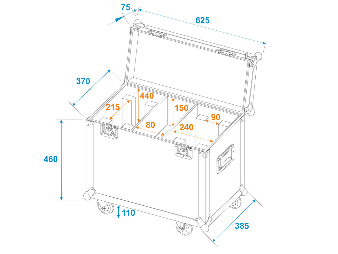 ROADINGER Flightcase 2x TMH-X12 mit Rädern
