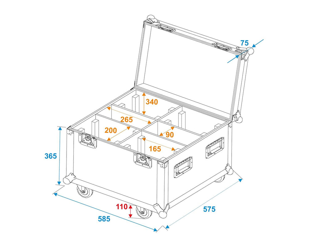 ROADINGER Flugcase 4x TMH-S90/H90/B90