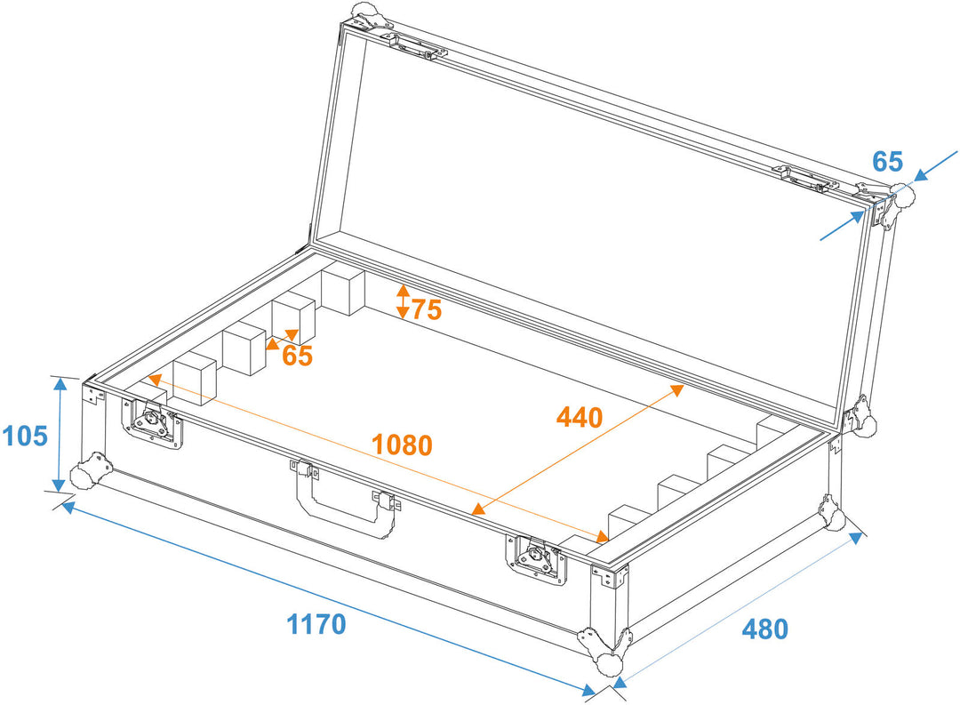 ROADINGER Flugcase EC-B252 4x LED BAR-252 RGB