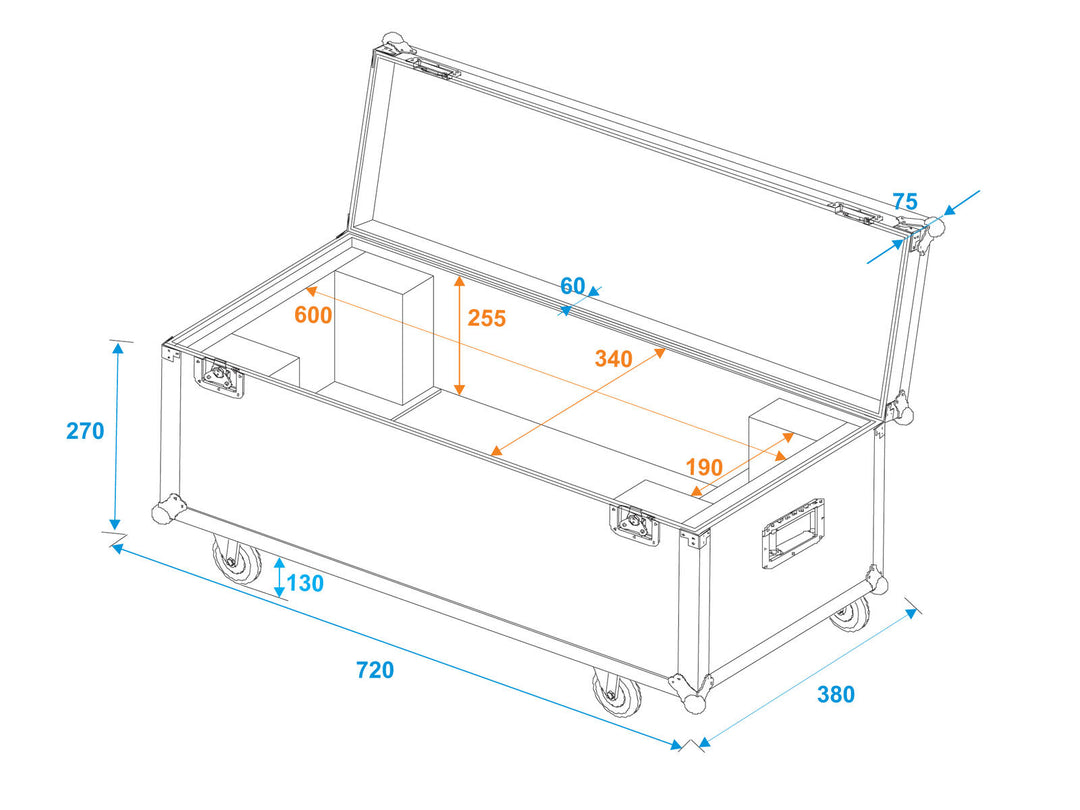 ROADINGER Flightcase 1x LED SL-350/SL-160 mit Rädern