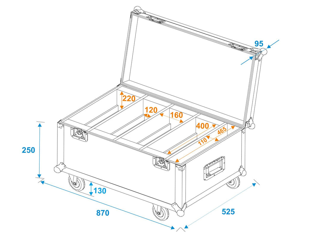 ROADINGER Flightcase für 4x LED CLS-18 QCL RGB/WW mit Rollen