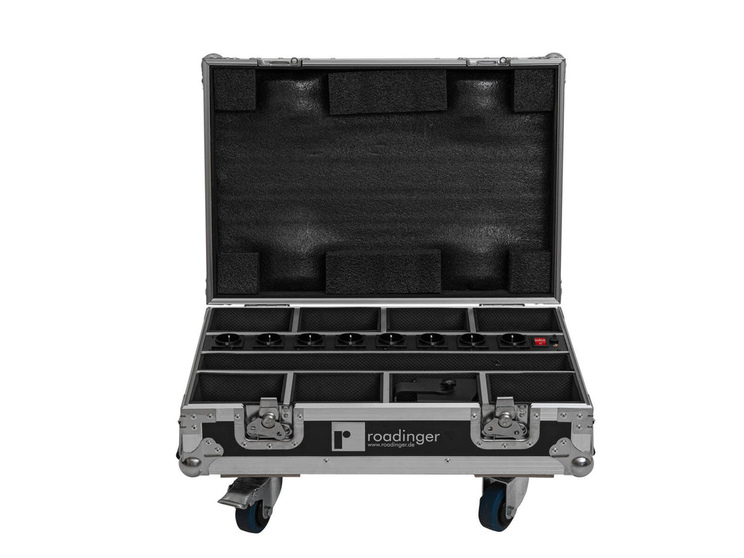 ROADINGER Flightcase 8x AKKU Mini IP UP-4 QCL spot MK2 mit Ladefunktion