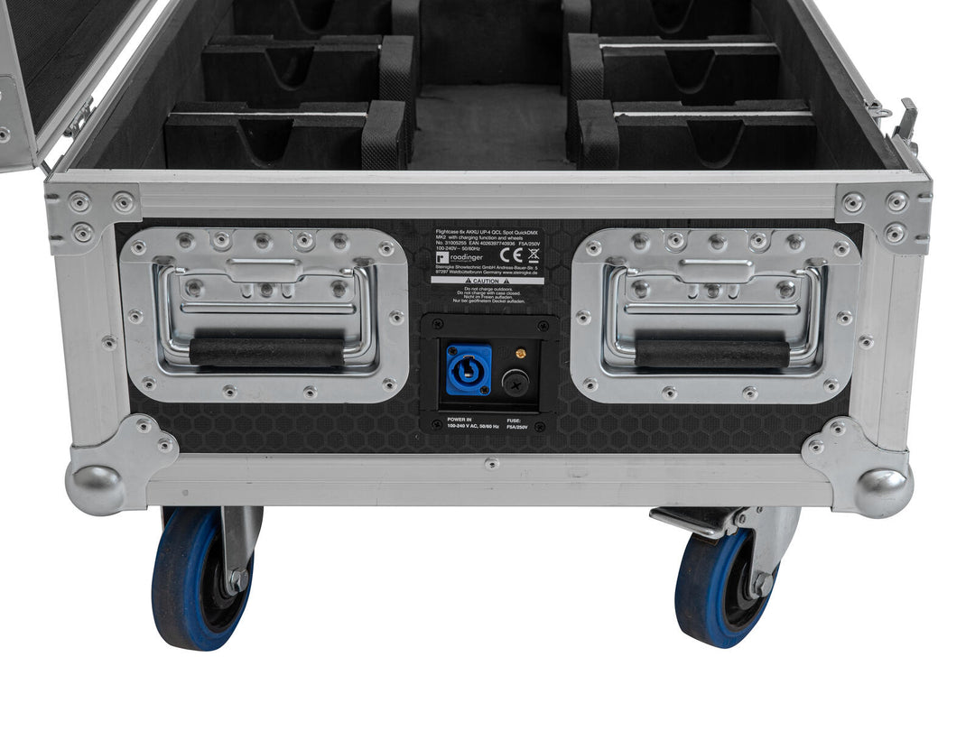 ROADINGER Flightcase 6x AKKU UP-4 QCL Spot QuickDMX MK2 mit Ladefunktion und Rädern