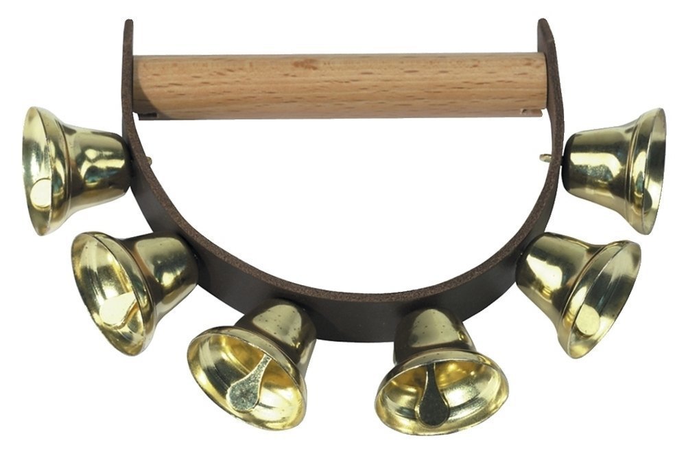 GEWA BSX Schellenkranz mit 6 gleichen Schellen und Holzgriff