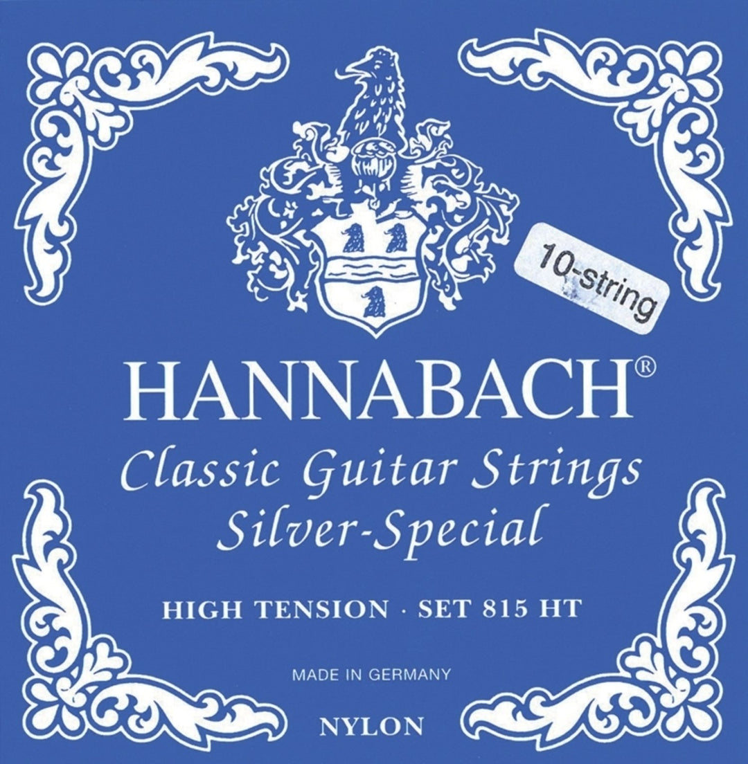 Hannabach Saiten für klassische Gitarre Serie 815 Hochspannung für 8/10-saitige Gitarre Silber special - Set 10-saitig hoch (815010ZHT)