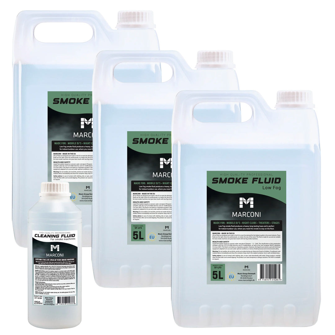 3 x 5L Nebelfluid (Low Fog) + 250ml Reinigungsflüssigkeit
