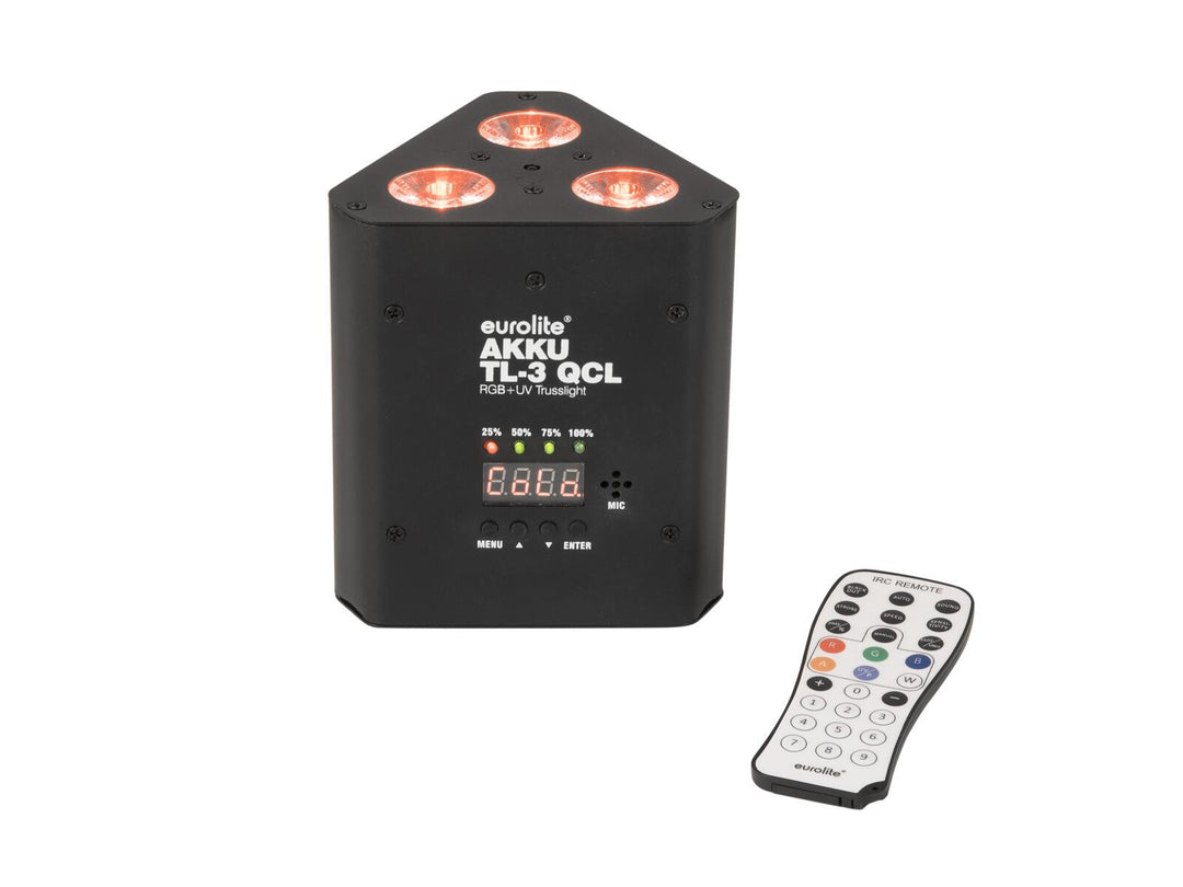 EUROLITE Set 4x AKKU TL-3 QCL RGB+UV Trusslight + Koffer mit Ladefunktion