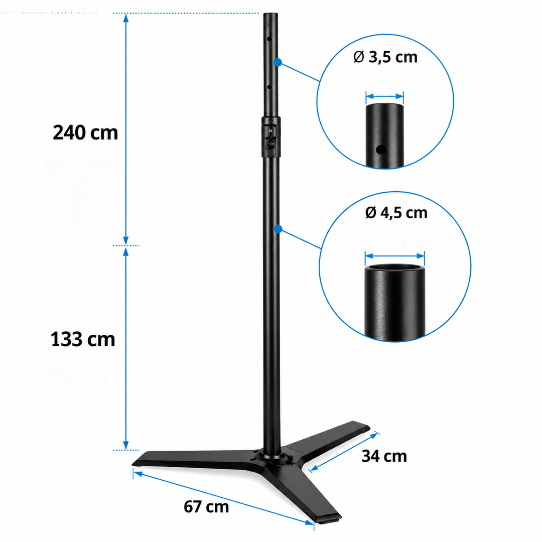 Hardman HLK57-PRO – Professioneller Lautsprecher- und Lichtständer 133–240 cm, 70 kg