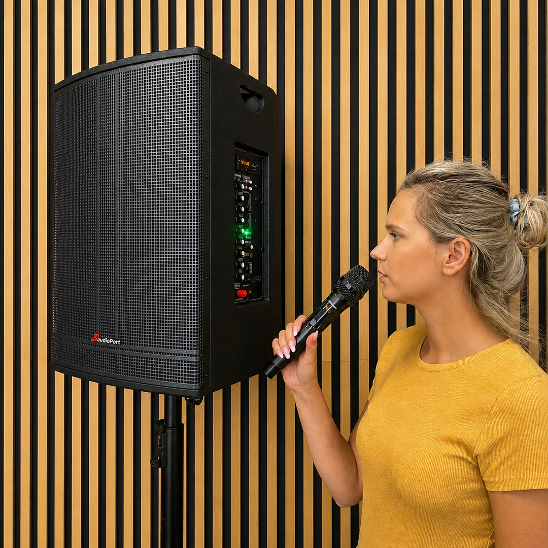 Audioport V15 tragbarer aktiver Lautsprecher mit 500 W und 2 mikrofonen