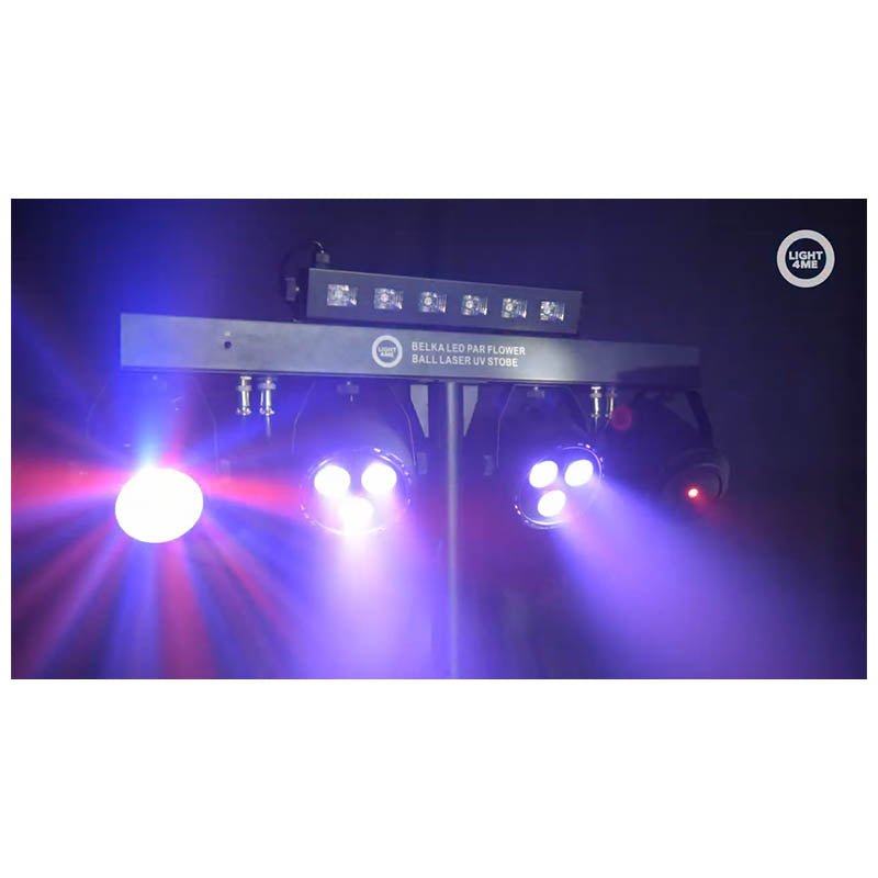 LIGHT4ME T-BAR LED PAR Blütenkugel Laser UV Strobe Diskobeleuchtung Multieffekt