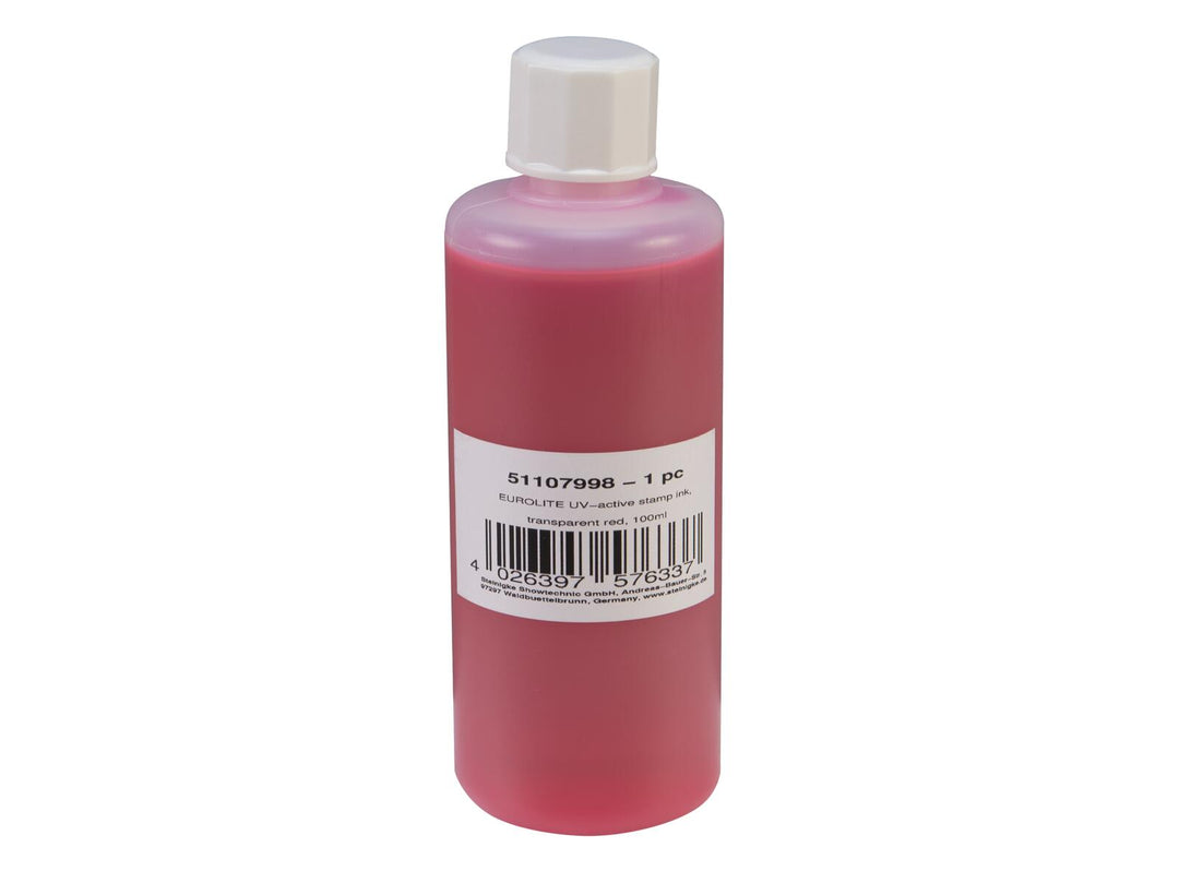 EUROLITE UV-active Stempelfarbe, transparent rot, 100ml
