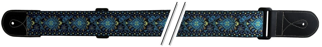 GEWA Gitarren Gurte F&S Folk Jacquard - Blau-Gelb