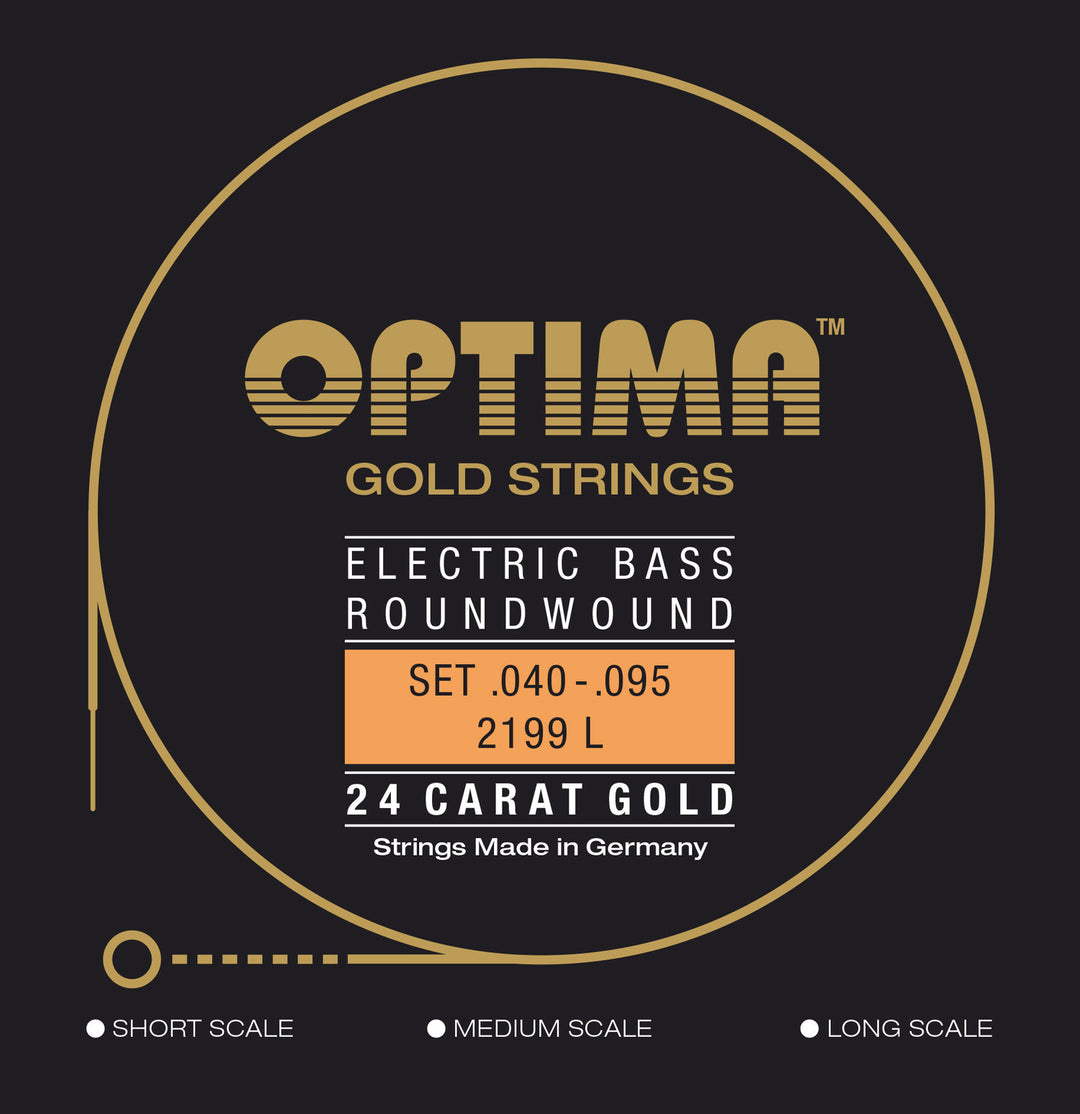 Optima E-Bass Saiten Gold Strings Round Wound long scale - Set 4-saitig light (2199L)