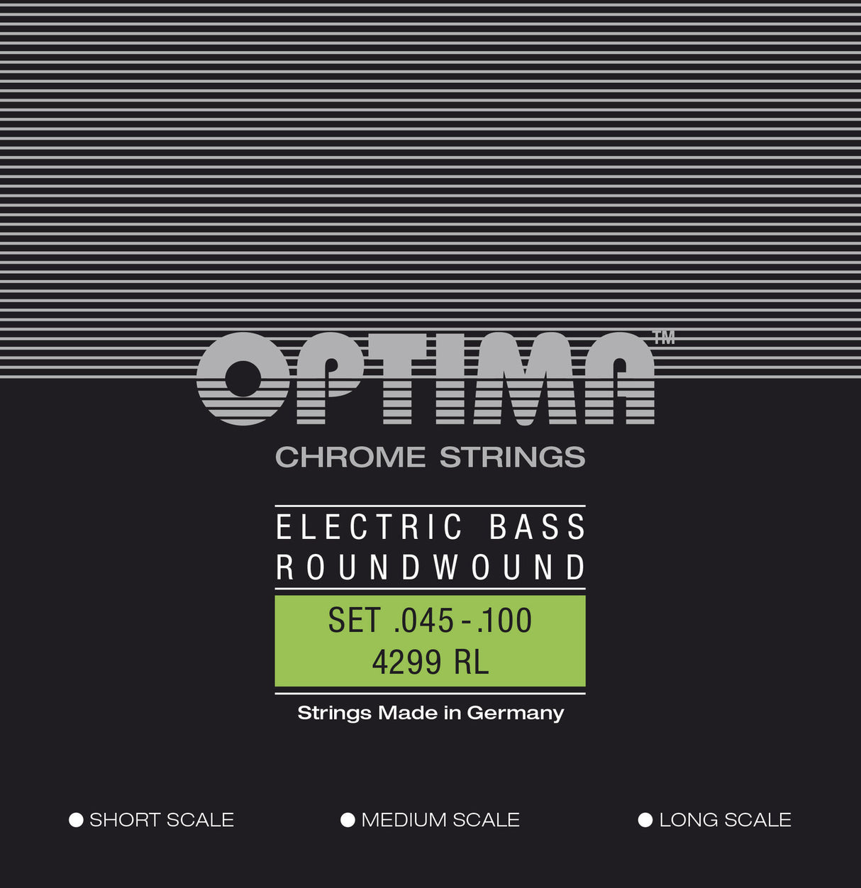 Optima E-Bass Saiten Chrome Strings Round Wound Long Scale - Set 4-saitig reg-light (4299L)